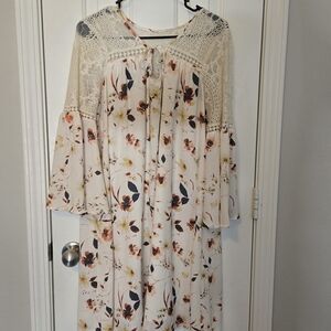 Floral Lace-Trimmed Dress